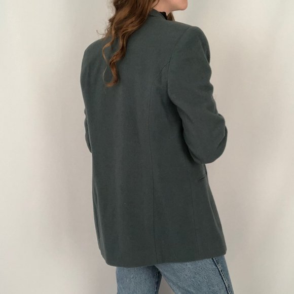 Vintage Cashmere Wool Blend Double Breasted Oversized Preppy Blazer Jacket Coat - Picture 9 of 10
